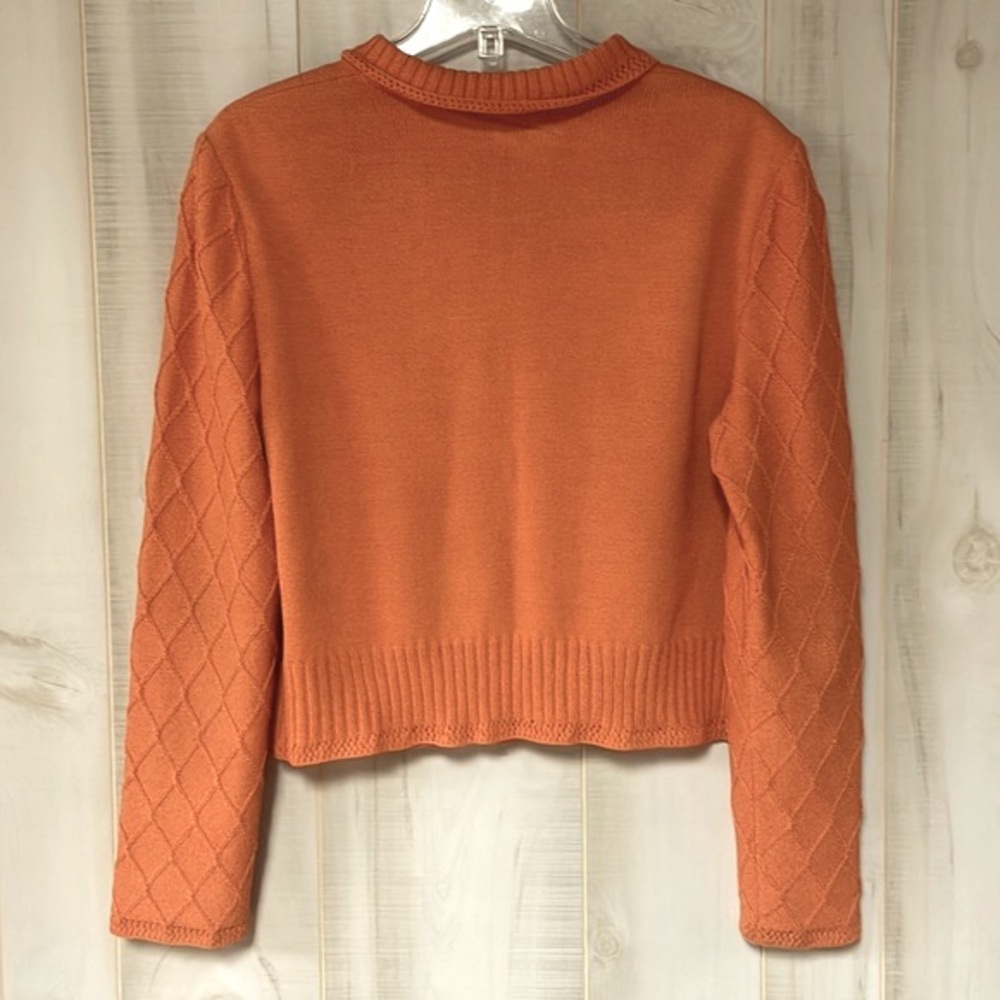 Vintage St. John Collection Orange Wool Blend Santana Knit Zip Up Sweater Sz 14 - Picture 2 of 9
